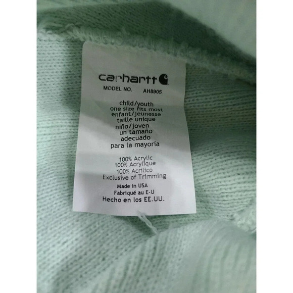 Carhartt Watch Beanie Toboggan Hat Children's Youth One Size Mint Green Winter - Picture 4 of 4